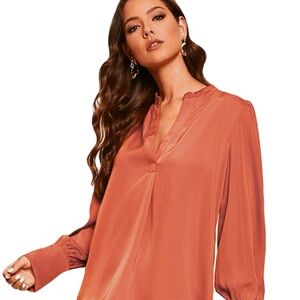 100% Silk BCBGMAXAZRIA Rust Blouse